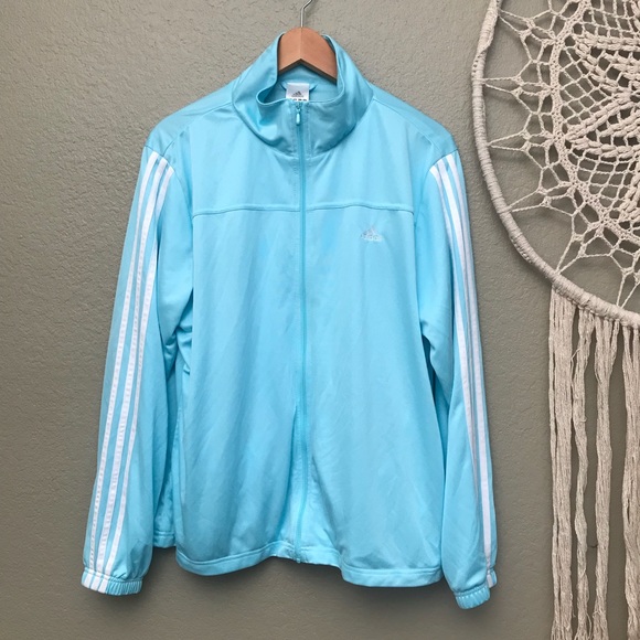 adidas light blue track jacket